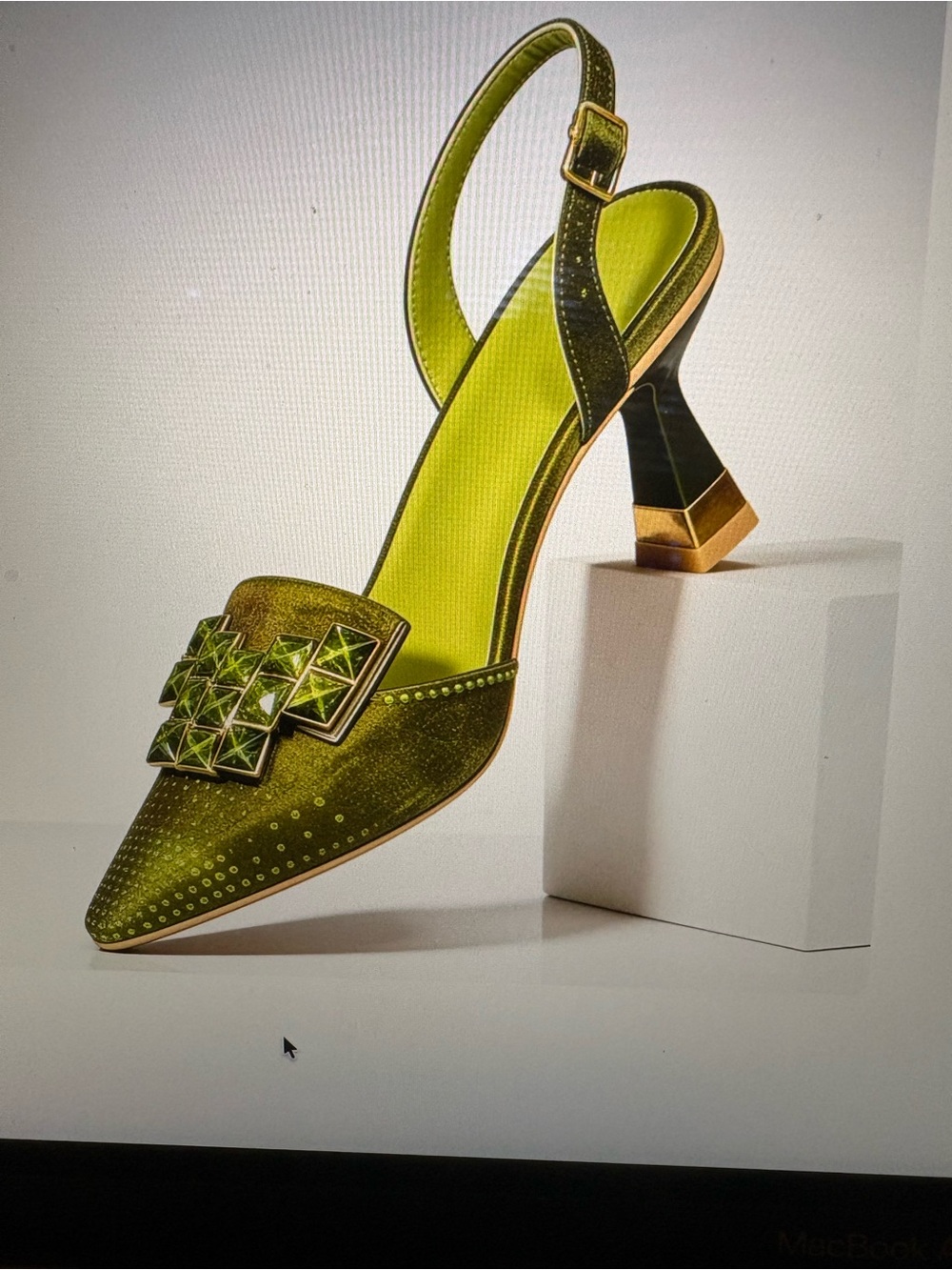 Elegant Jewelled Olive Green Slingback Heels NWT sz 9.5